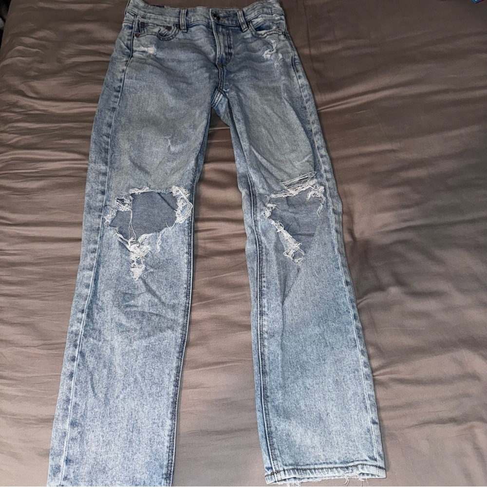American Eagle super high rise ankle straight jeans